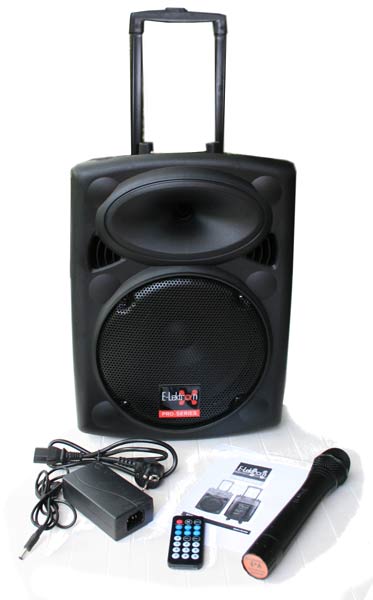 E-lektron 10″ Inch Speaker Set 500W Mobile PA Sound System Battery Bluetooth Portable With 1 Wireless Microphones with Stand