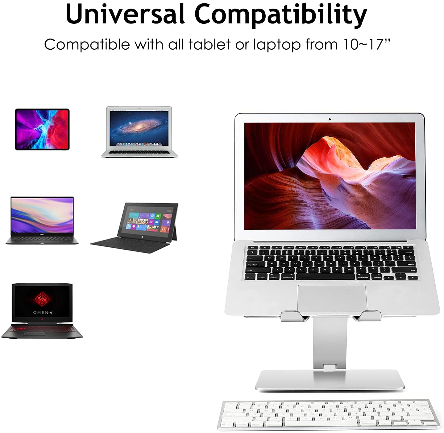 DL Foldable Laptop Stand Riser Ergonomic Desk Mount Aluminum Alloy Height & Tilt Adjustable Compatible with 10-17“ Notebook MacBook Max Load 8kg