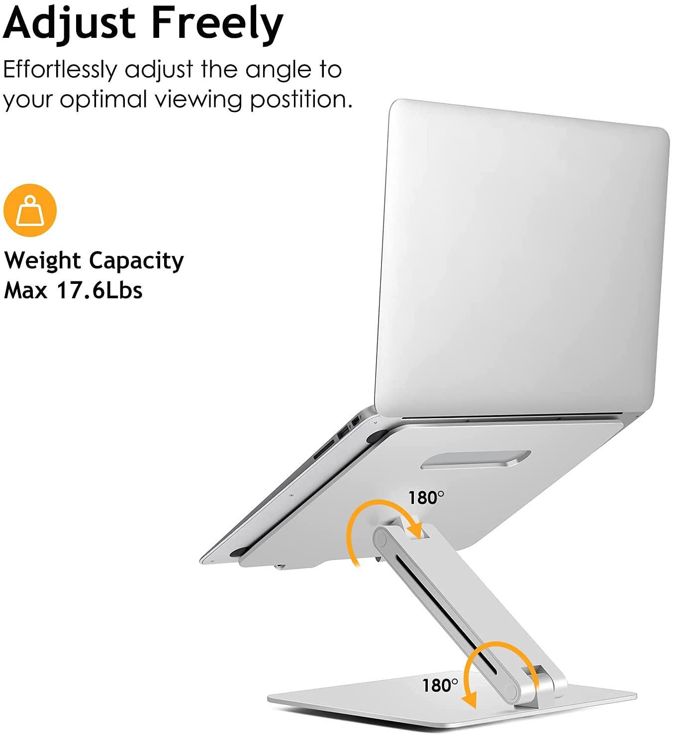 DL Foldable Laptop Stand Riser Ergonomic Desk Mount Aluminum Alloy Height & Tilt Adjustable Compatible with 10-17“ Notebook MacBook Max Load 8kg
