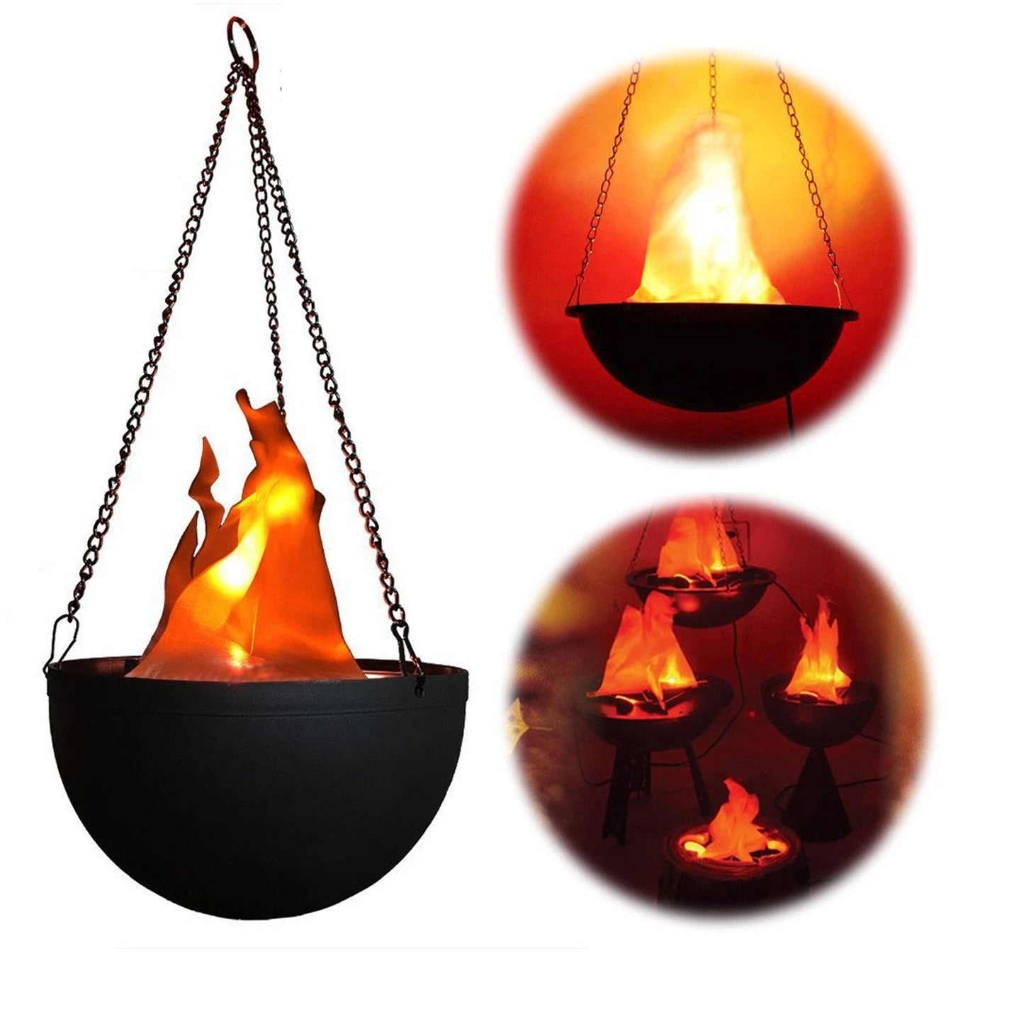 CR Lite 3D Hanging Fake Flame Light Artificial LED Silk Lamp Effect Realistic Campfire Lights for Halloween Xmas Party Club Stage Decor