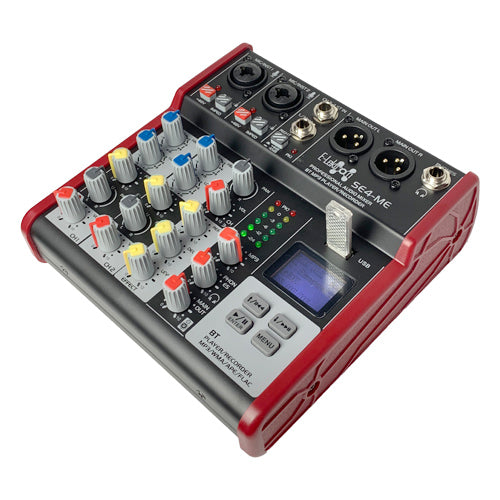 E-Lektron SE-4 Live Audio Mixer 4 Channel Mixer incl. USB Bluetooth Soundcard Phantom Power