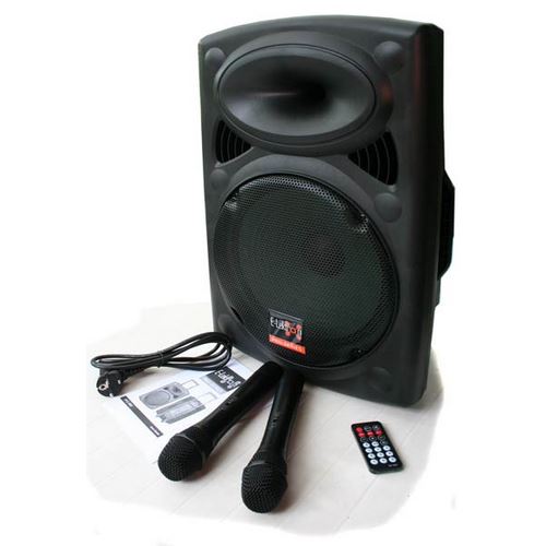 E-lektron EL38-MS 15-inch Portable Bluetooth Party Speaker with 2 Mic & 2 LED Lights - in use at event