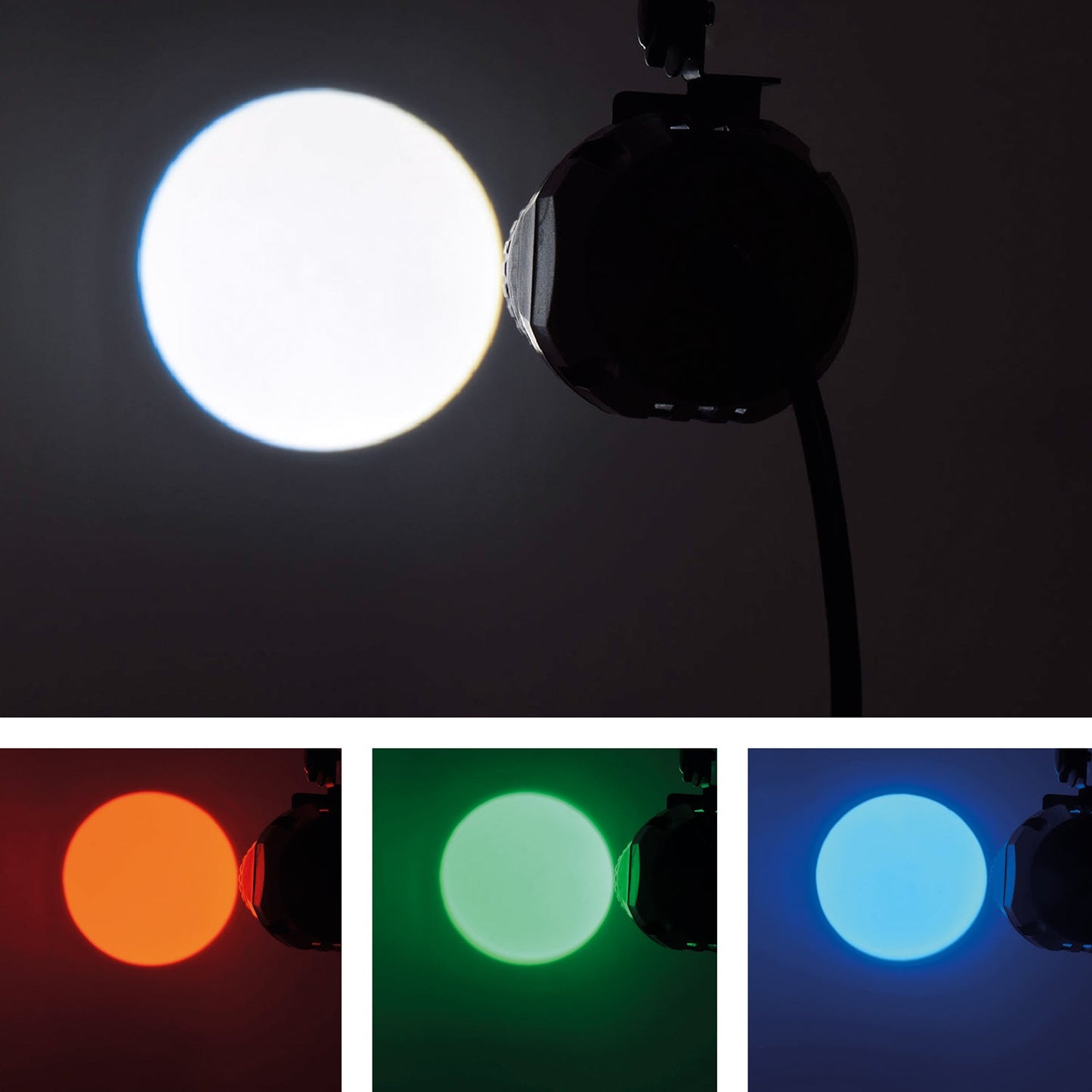 CR Lite 10W 4 in 1 RGBW Multicolor LED Spotlight with control for Mirror Ball - close-up detail