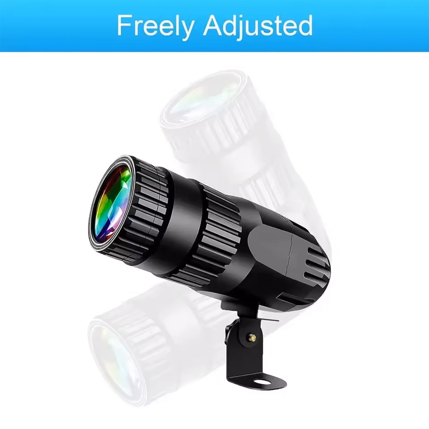 CR Lite 10W 4 in 1 RGBW Multicolor LED Spotlight with control for Mirror Ball - side angle view