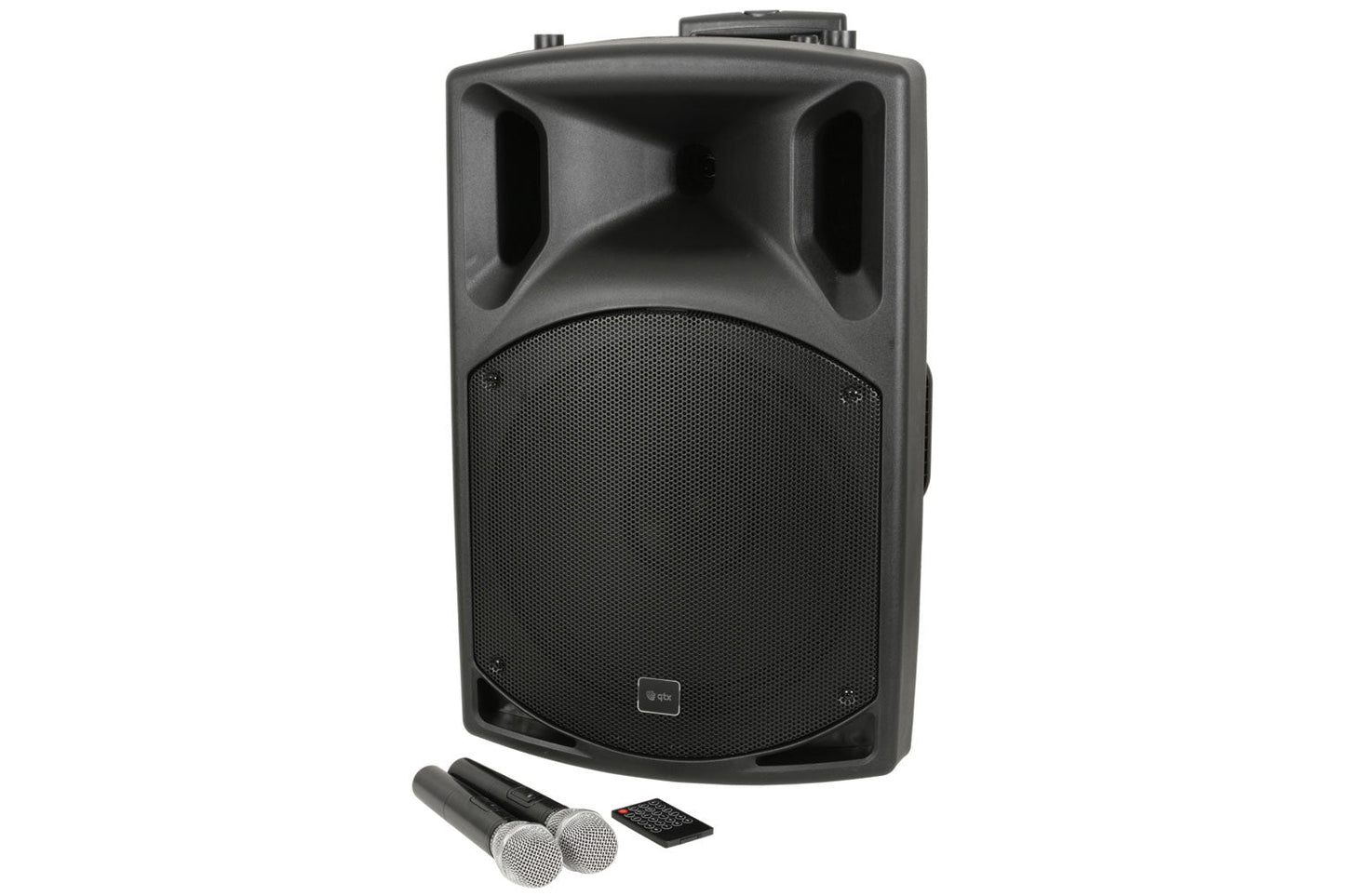 E-Lektron Sonic Boost Plus SAP 555 Bluetooth Bass PA with UHF Mics and Pole - rear panel and connections
