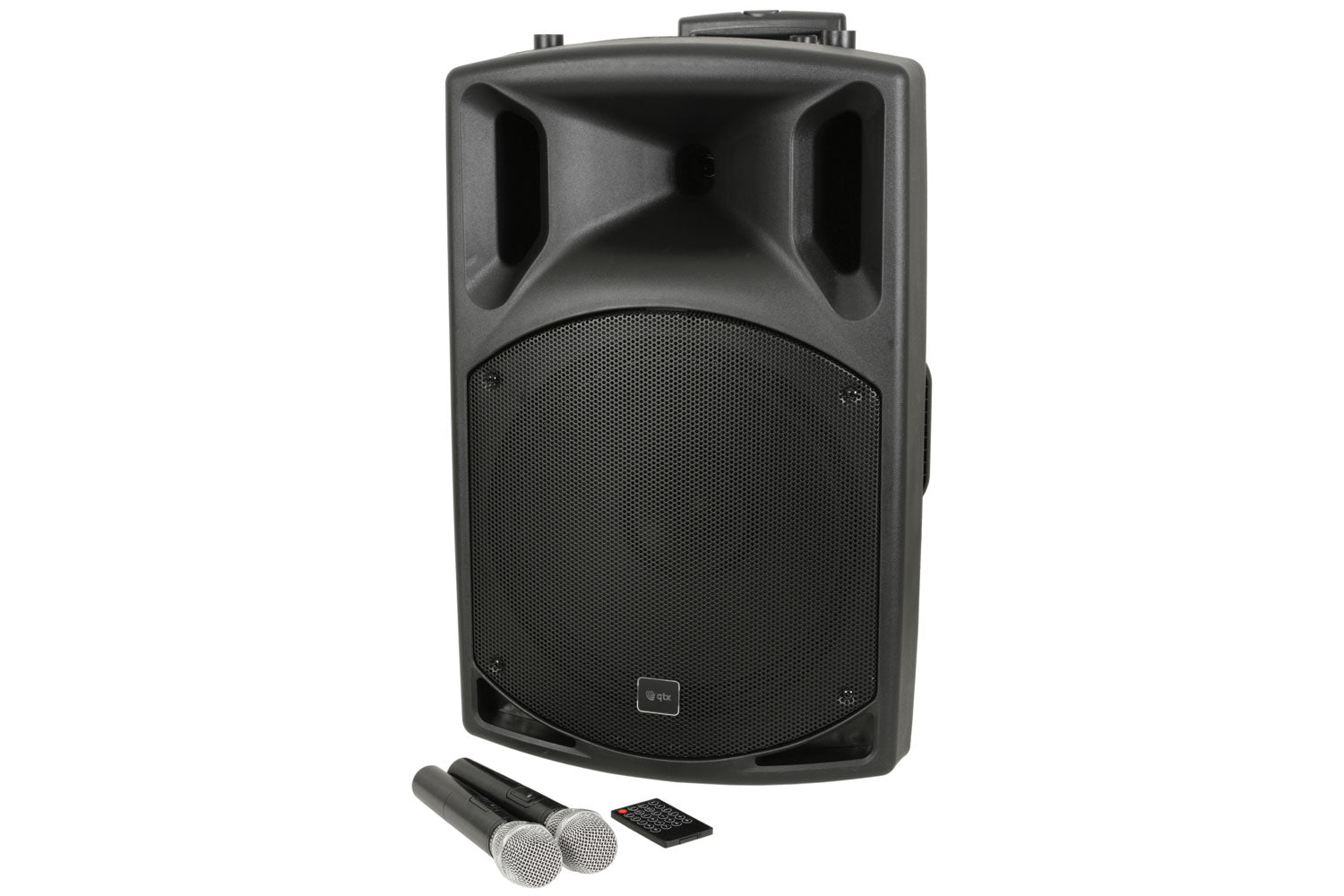 E-Lektron Sonic Boost Plus SAP 555 Bluetooth Bass PA with UHF Mics and Pole - rear panel and connections