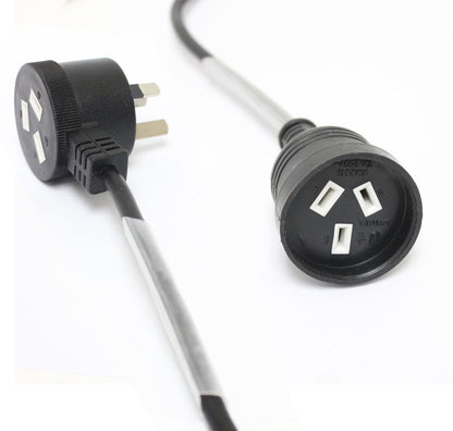 DL 1 Meter Black Piggyback Plug Main Power Extension Cord 240V 3 Pin 10A 1.0mm Cable