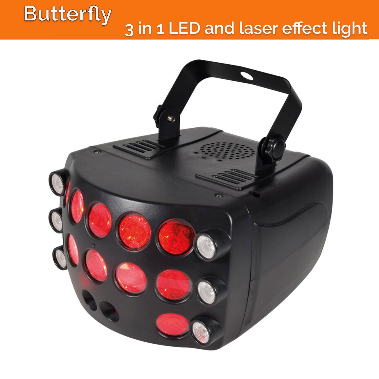 CR-Lite Butterfly 3-in-1 LED Laser DJ Disco Effect Light for Party and Stage - rear panel and connections