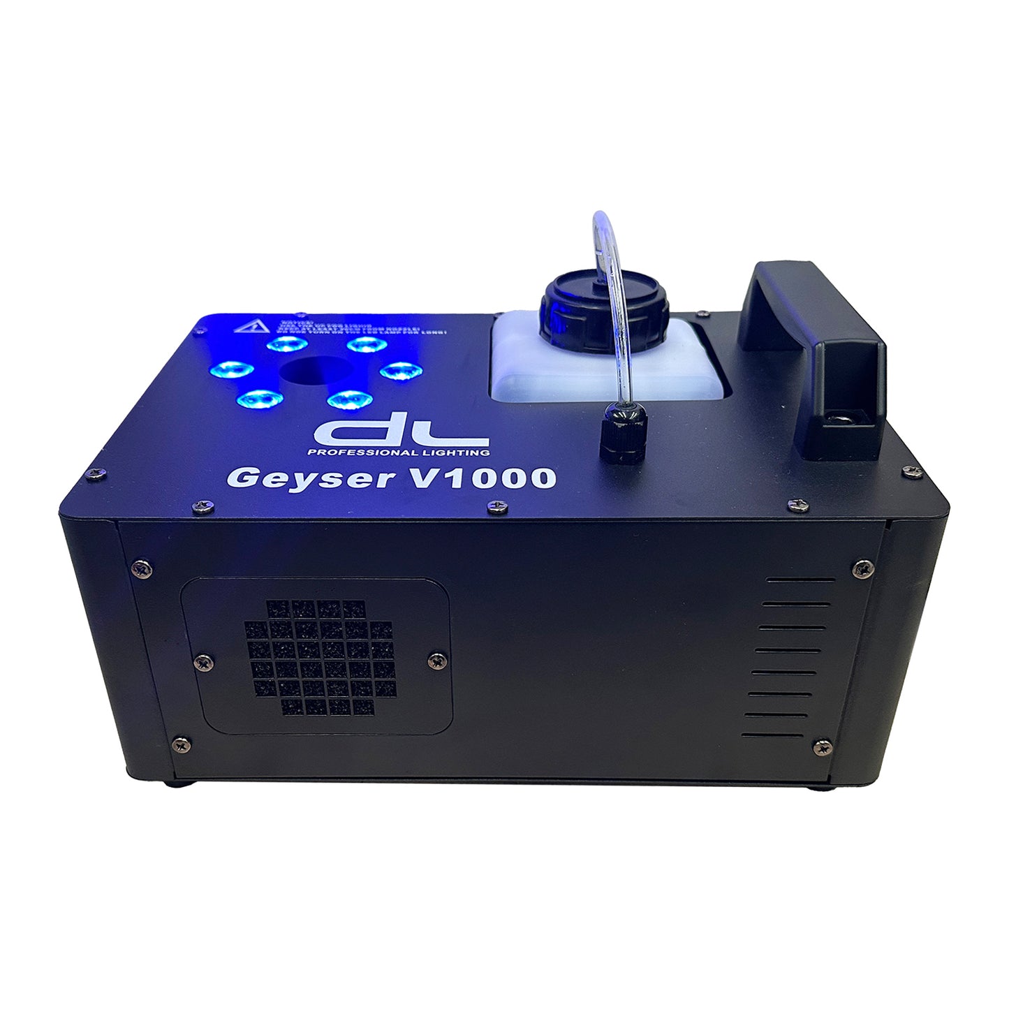 DL Geyser Vertical 1000W LED Fog Machine with Timer, DMX and Wireless Remote Control with 2L Liquid