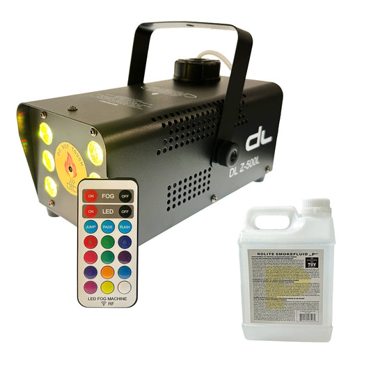 DL 500 Watt 18W RGB LED Fog Smoke Machine Wireless Controller With 1L Liquid for Stage Disco Halloween and Weddings
