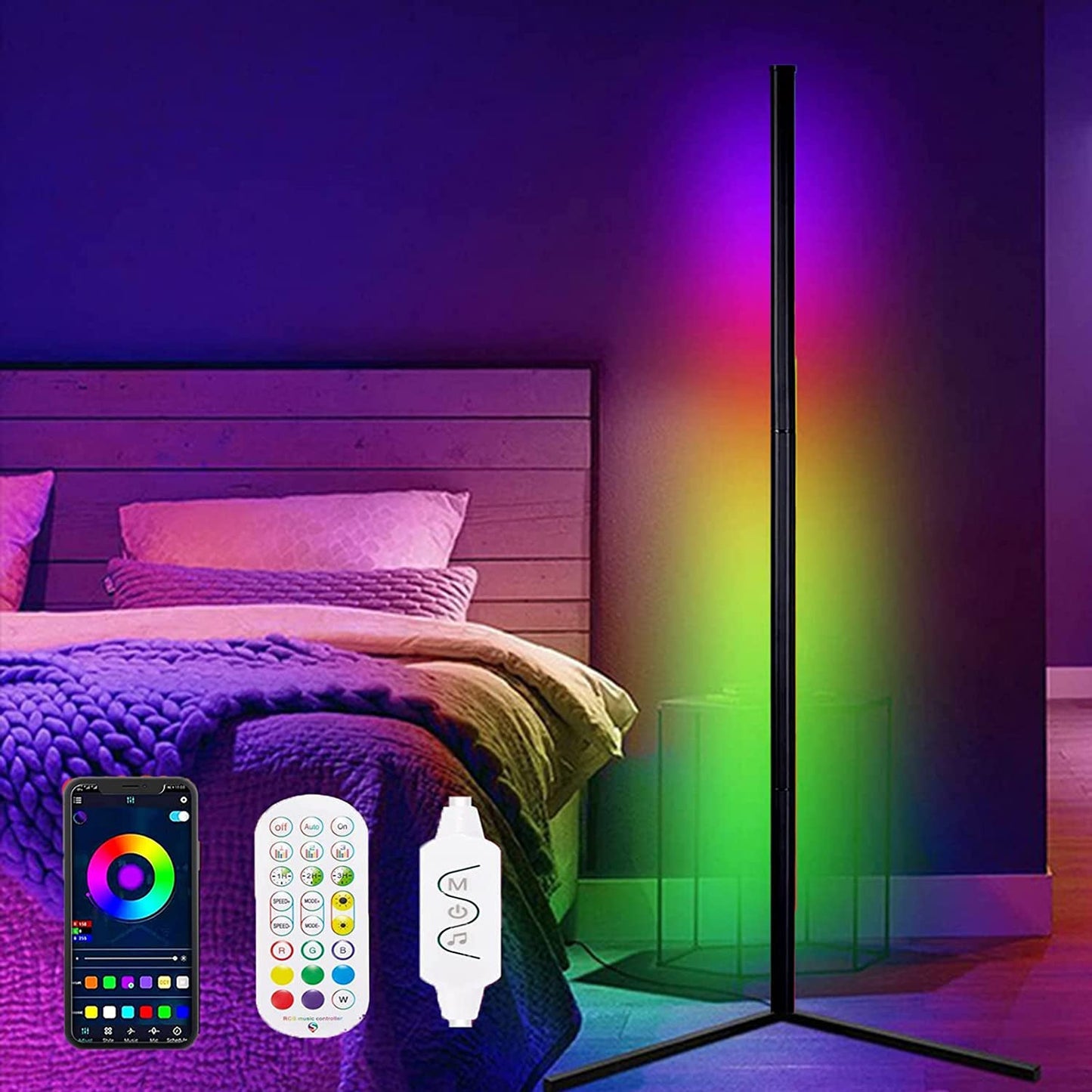 RGB Corner Floor Lamp 120cm — Smart APP Control, Music Sync LED - LED decoration light available at ACLINKER Australia