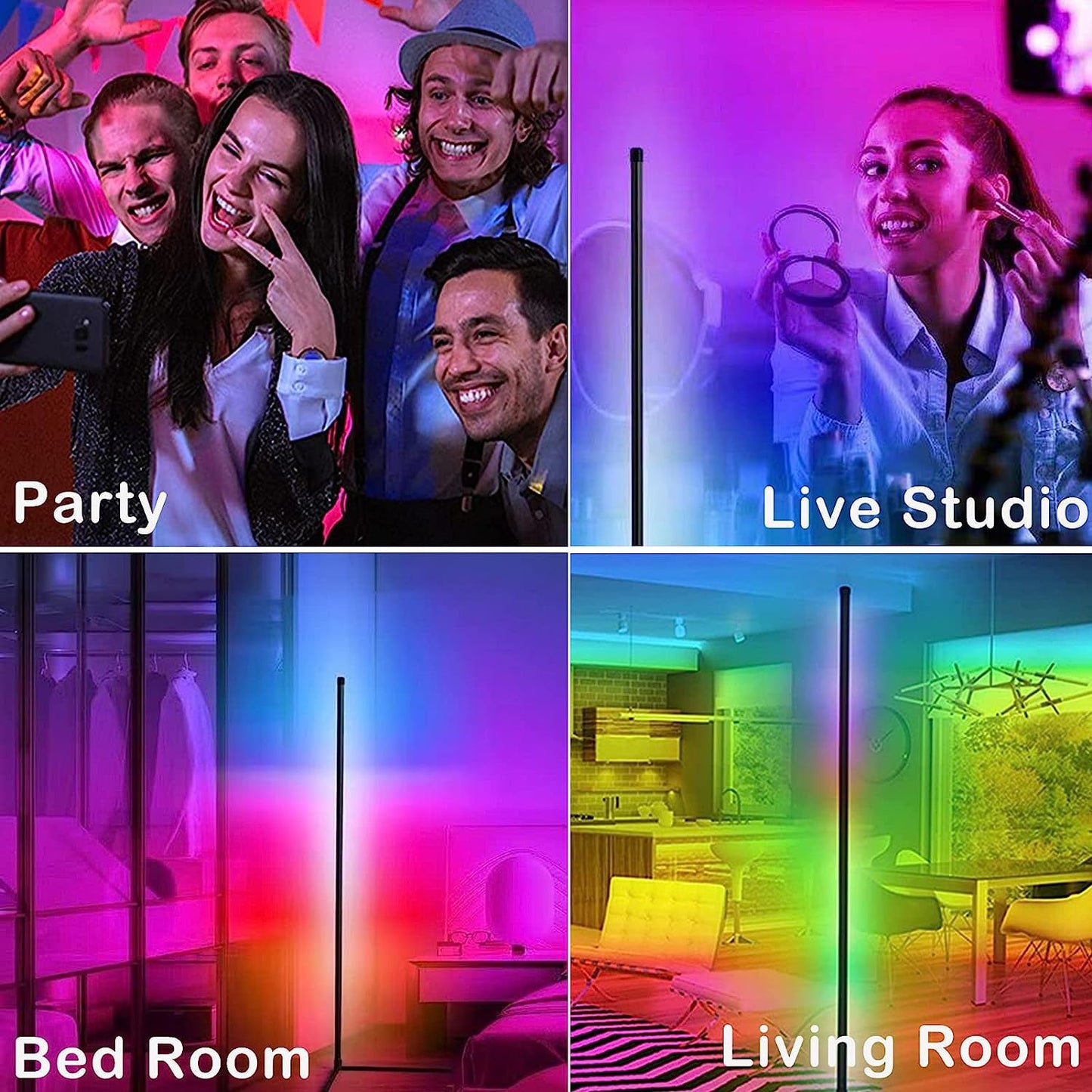 RGB Corner Floor Lamp 120cm — Smart APP Control, Music Sync LED - complete package contents