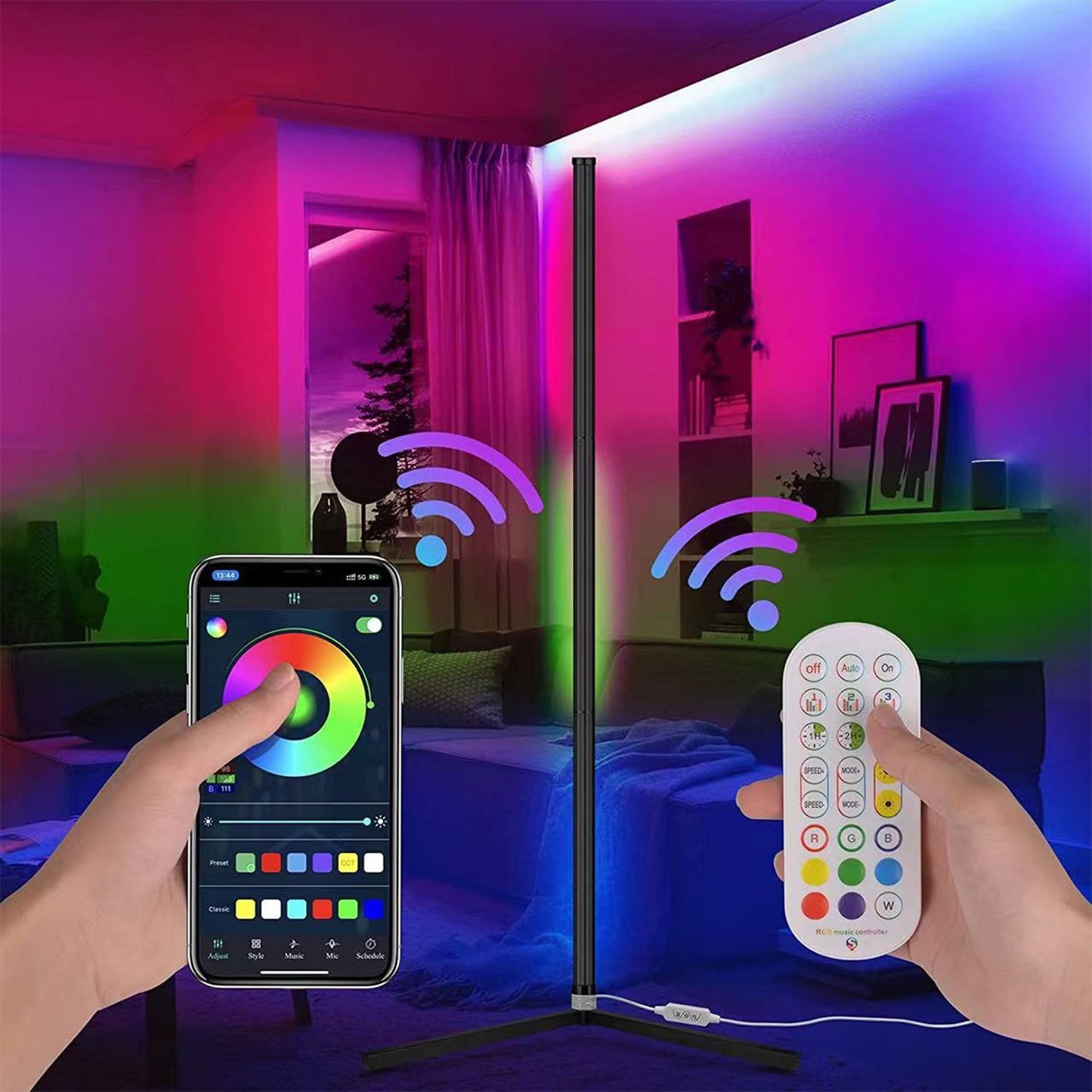 RGB Corner Floor Lamp 120cm — Smart APP Control, Music Sync LED - additional view 8