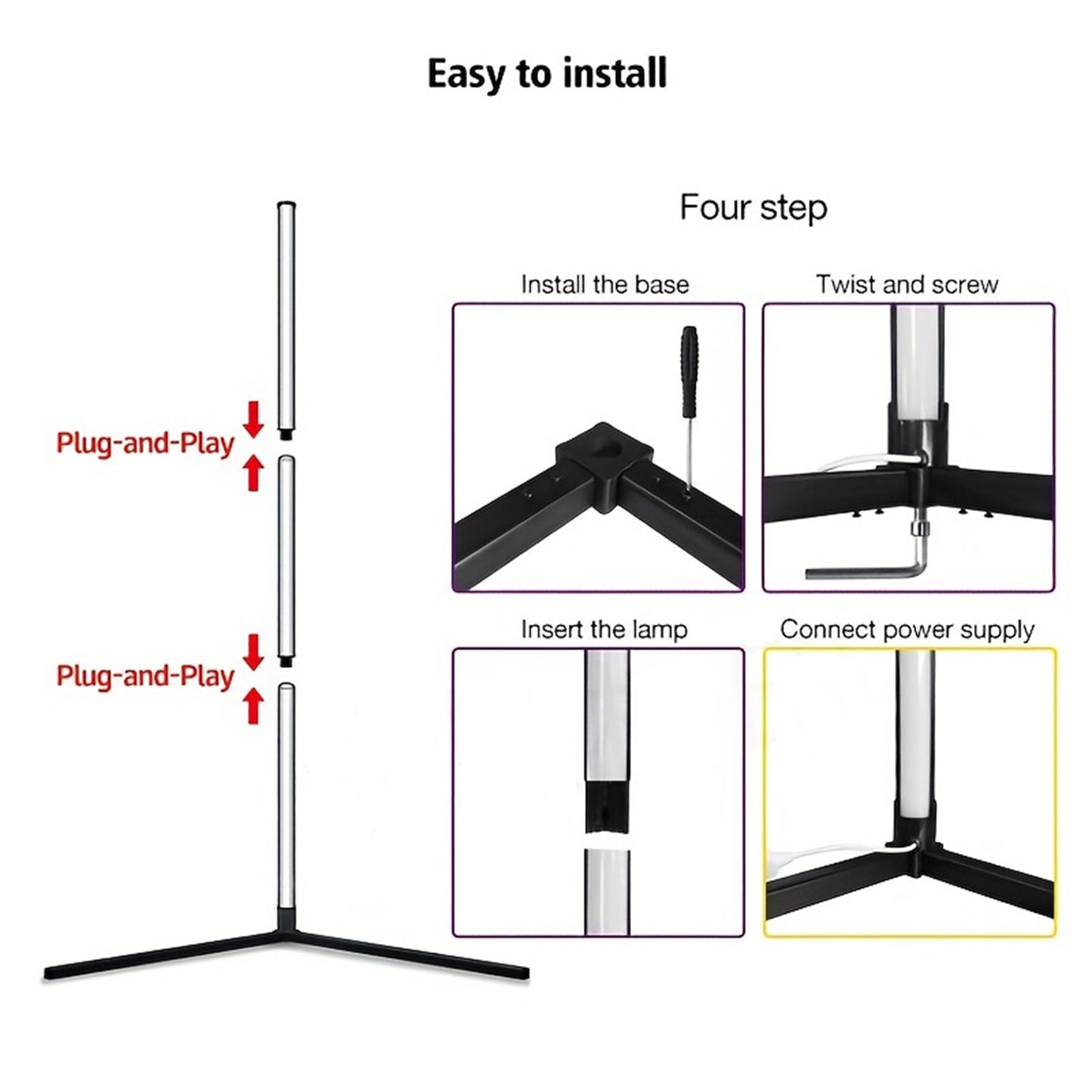RGB Corner Floor Lamp 120cm — Smart APP Control, Music Sync LED - additional view 11