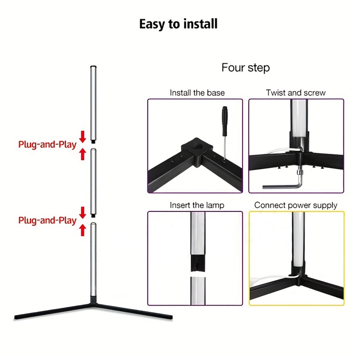RGB Corner Floor Lamp 120cm — Smart APP Control, Music Sync LED - additional view 11