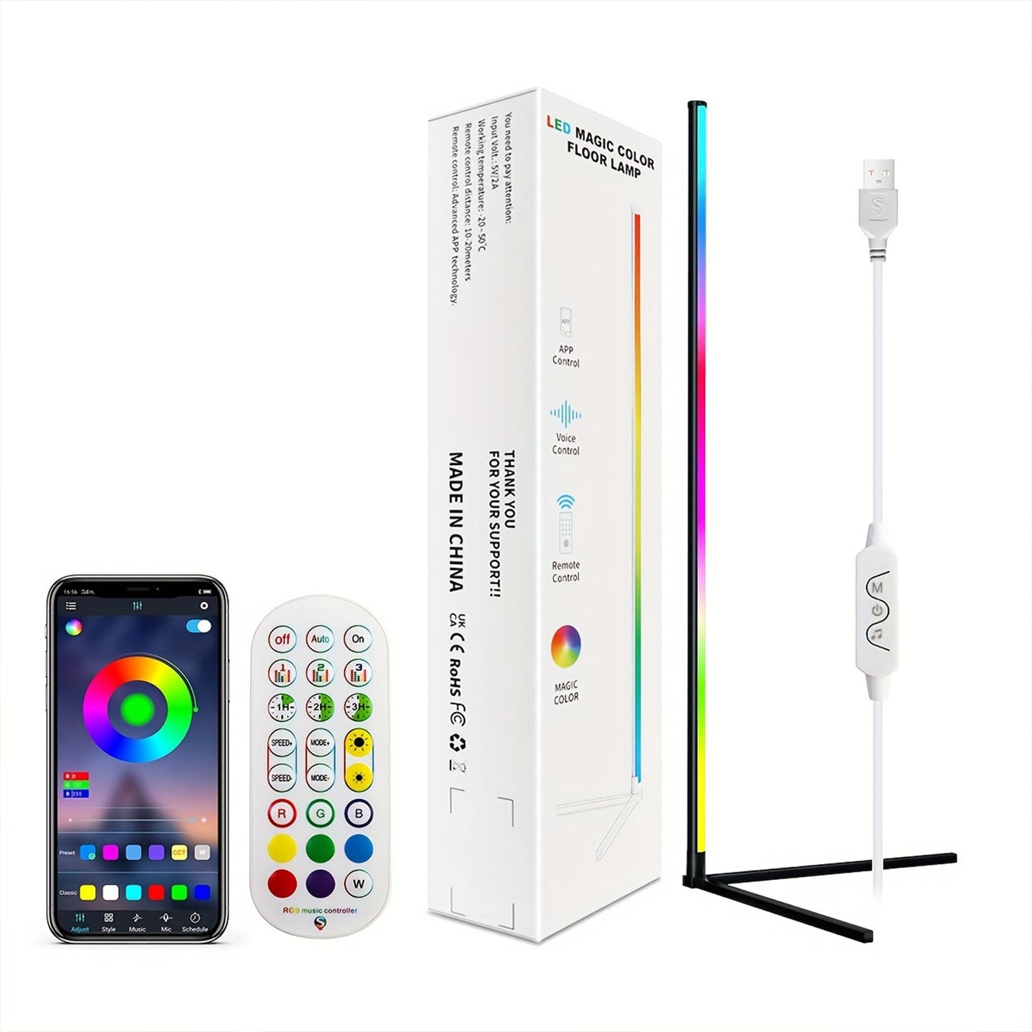 RGB Corner Floor Lamp 120cm — Smart APP Control, Music Sync LED - additional view 12