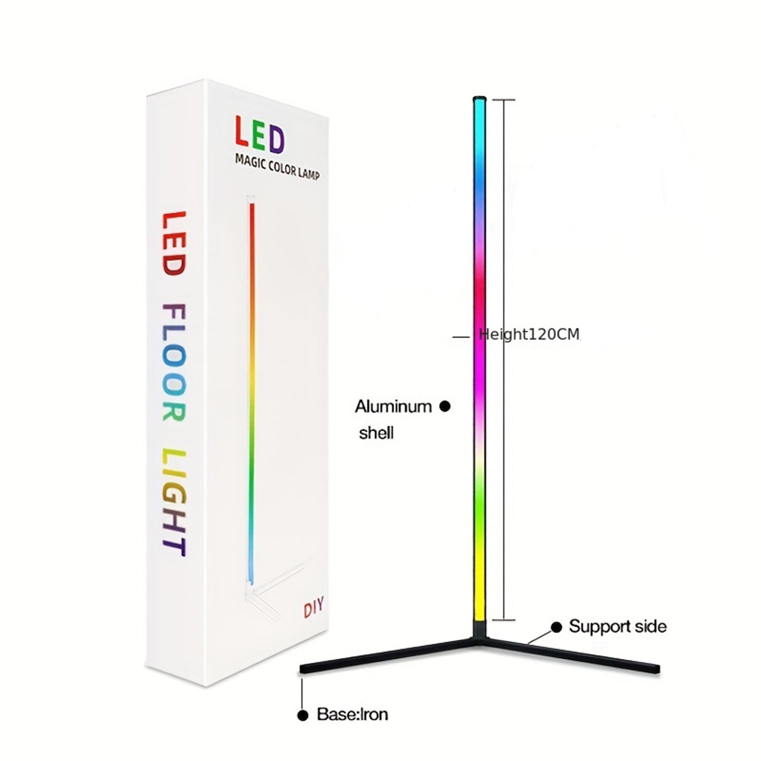 RGB Corner Floor Lamp 120cm — Smart APP Control, Music Sync LED - additional view 10