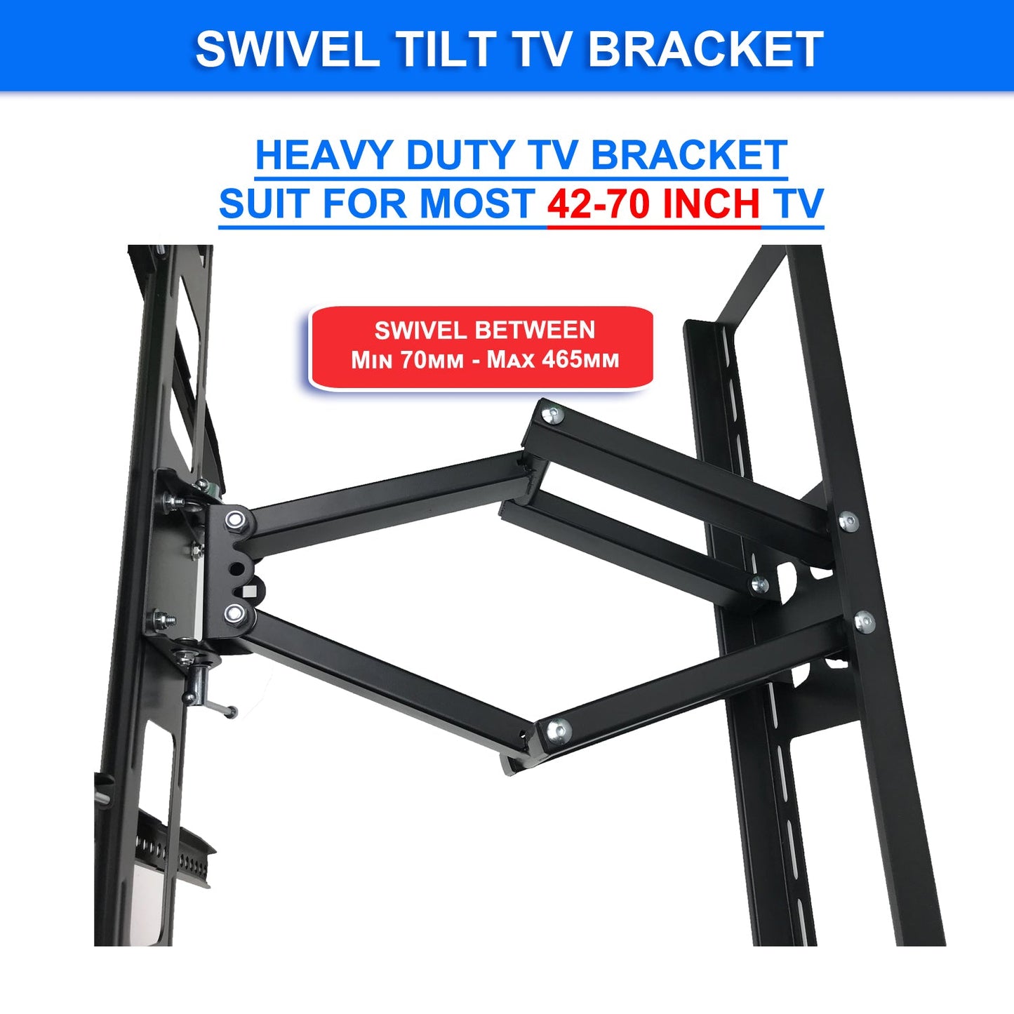 Full Motion TV Wall Mount Bracket 42"-70" — Swivel Tilt 70kg - in use at event