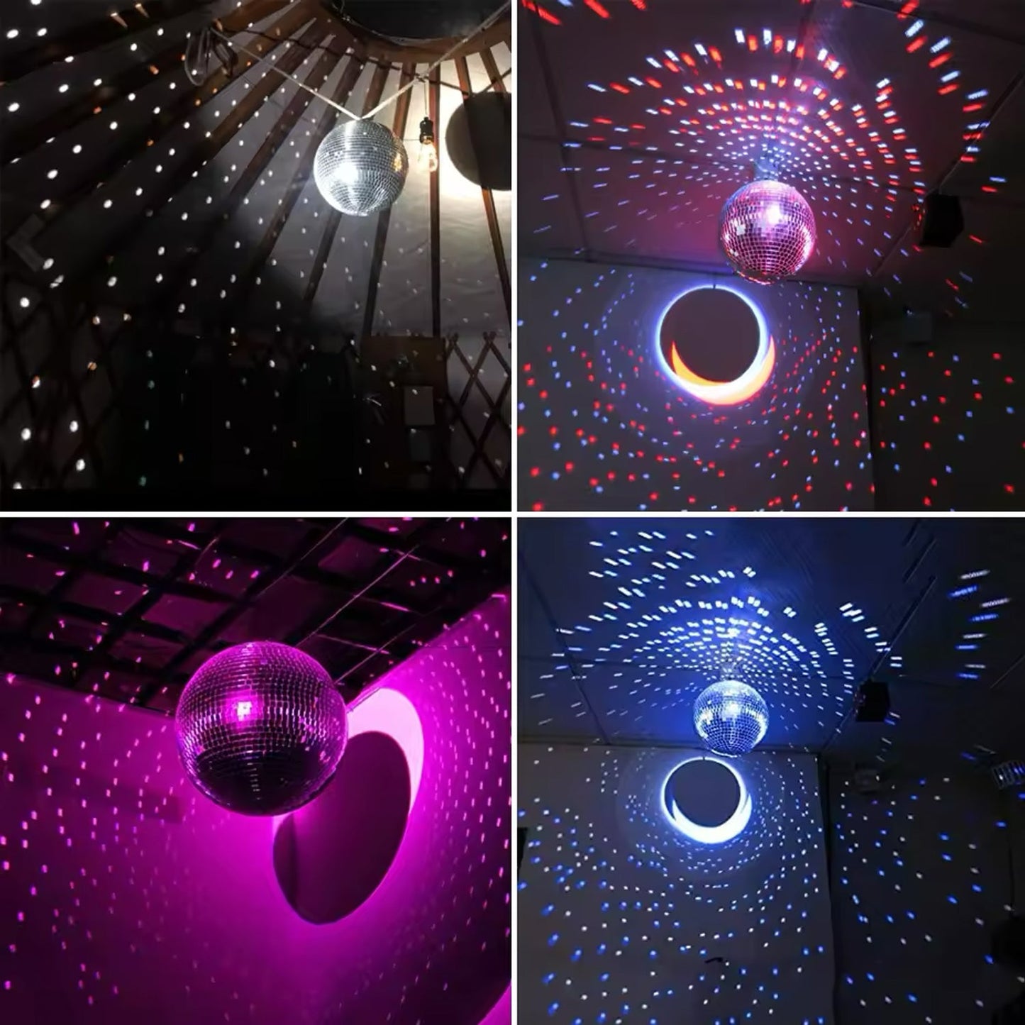 12 Pack 8 inch Mirror Disco Balls (6 Gold + 6 Silver) - in use at event
