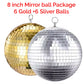 12 Pack 8 inch Mirror Disco Balls (6 Gold + 6 Silver) Reflective Hanging Decoration for Parties Events Weddings & Home Decor