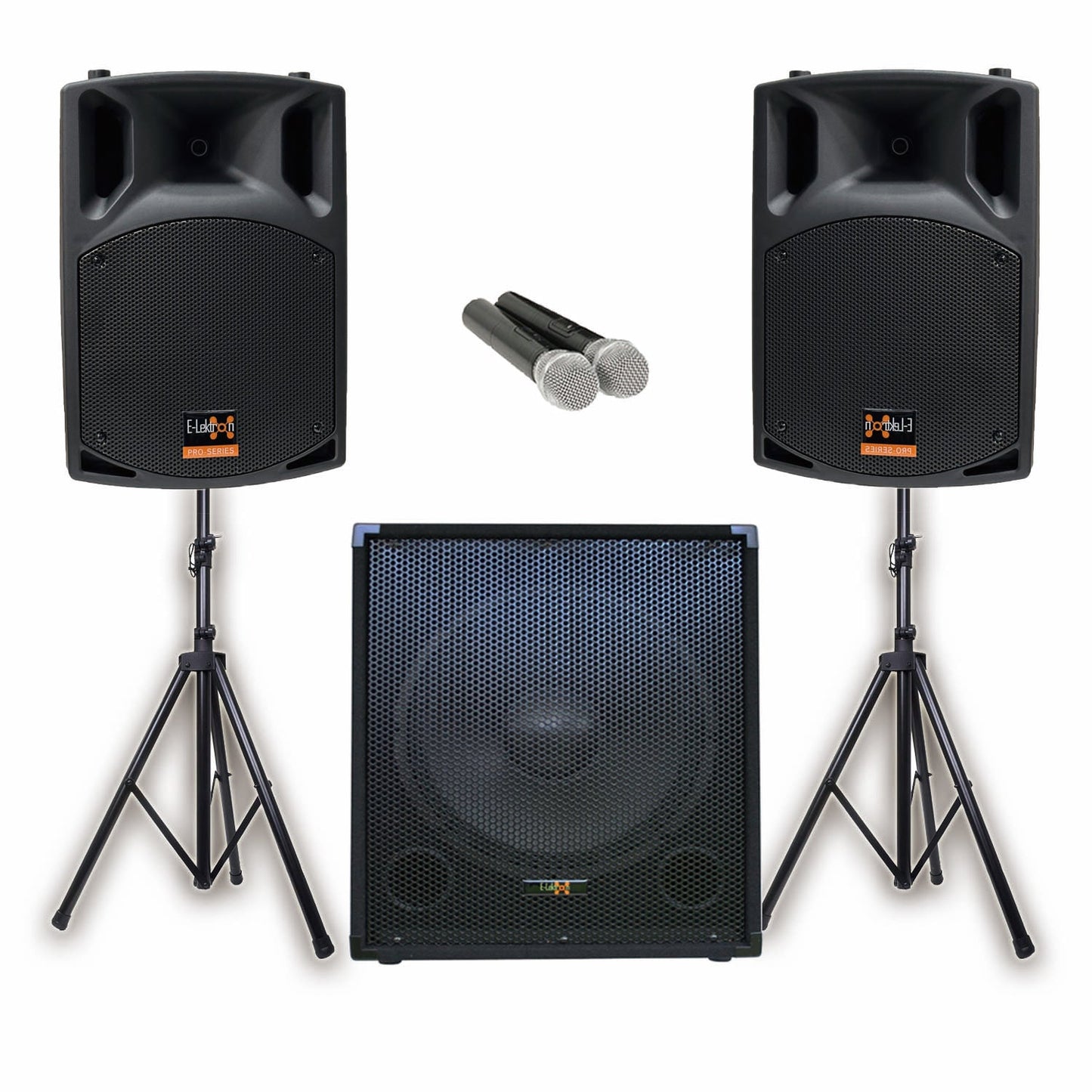 E-Lektron Sonic Boost Pro SBP-522 Bluetooth Bass PA with UHF Mics & Stands - rear panel and connections