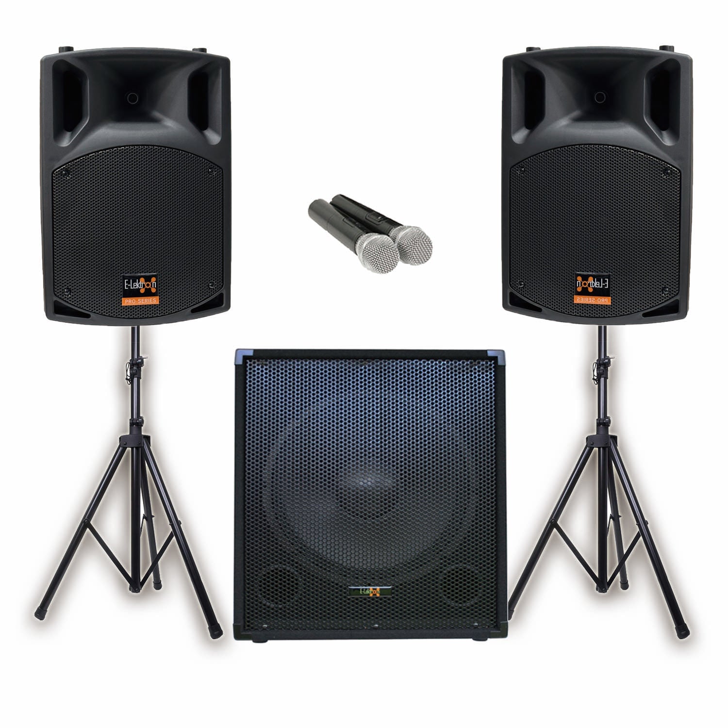 E-Lektron Sonic Boost Pro SBP-522 Bluetooth Bass PA with UHF Mics & Stands - rear panel and connections