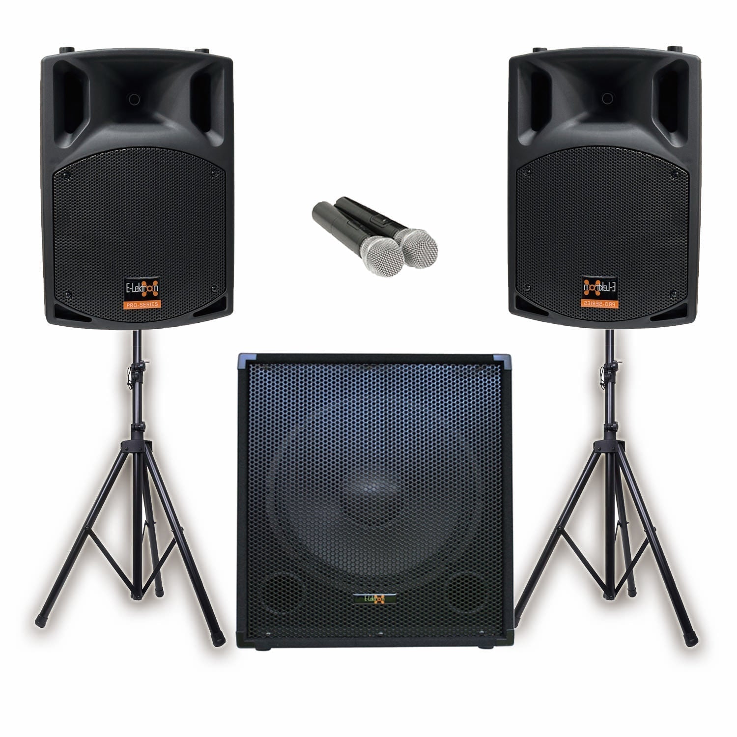 E-Lektron Sonic Boost Pro SBP 822 Bluetooth Bass PA with UHF Mics & Stands - rear panel and connections