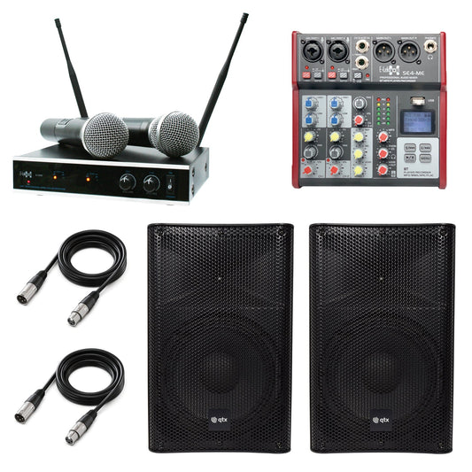 QTX Quest-10AMS 10" PA System | Audio Mixer + UHF Microphones | 1200W - PA speaker system available at ACLINKER Australia