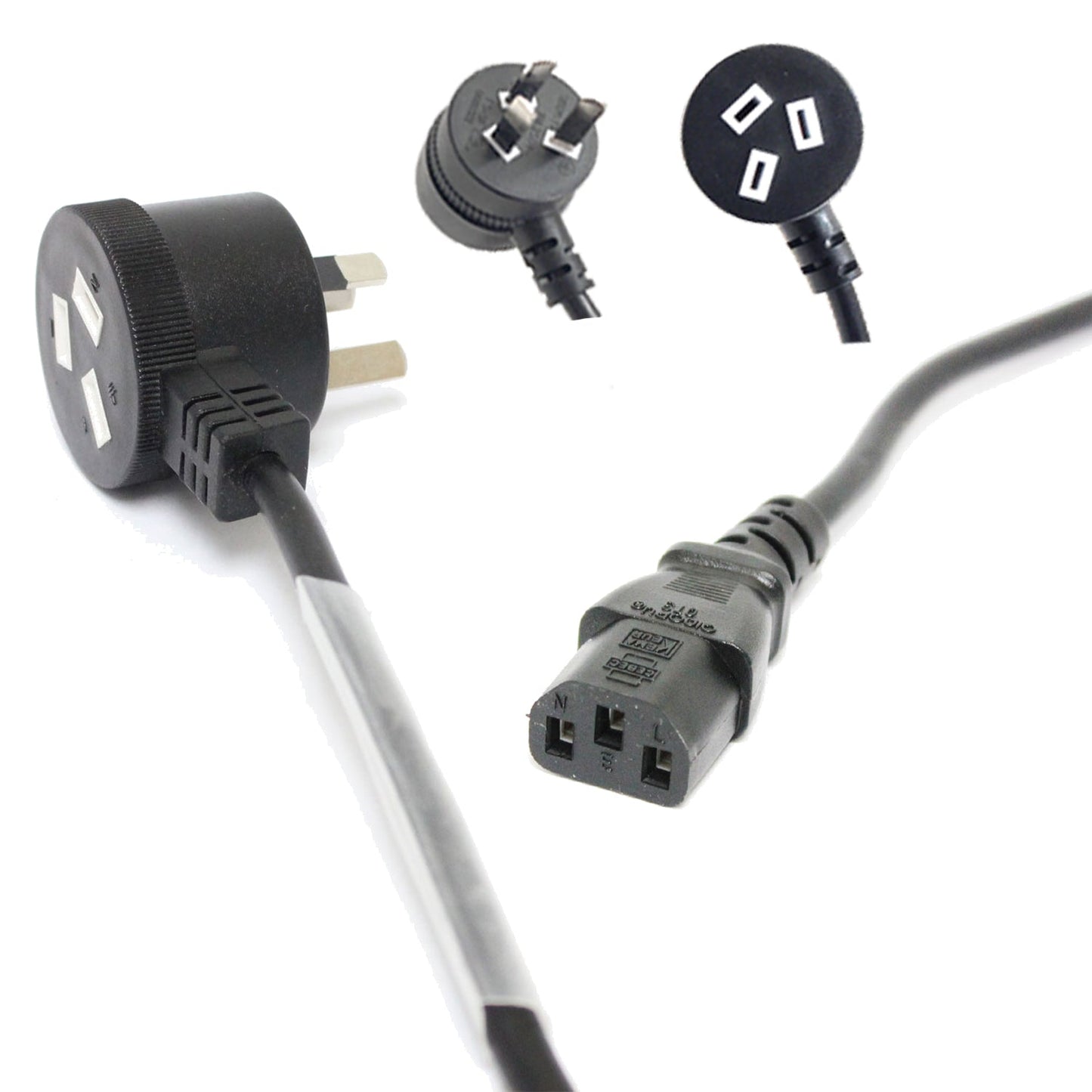 DL 1 Meter Piggyback Power IEC Cable  3 Pin Plug 240V 10Amp SAA Approved