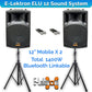 E-Lektron UHF30-MS 1400W 2X12" inch Bluetooth Portable PA with 4 UHF Mics and Stands - rear panel and connections