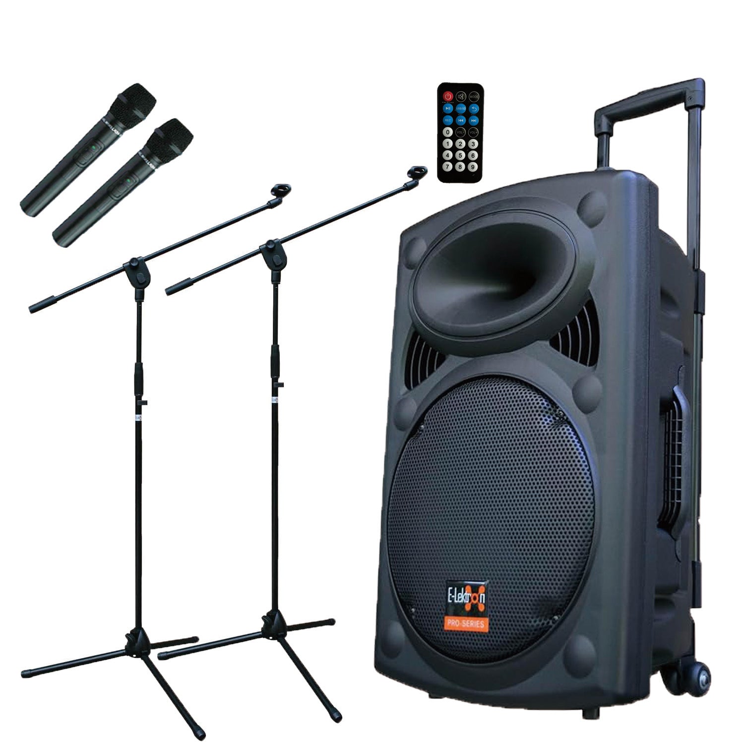 E-lektron Kvocal 12 Portable Bluetooth Speaker with 2 Wireless Microphones and Mic Stands - portable Bluetooth speaker...