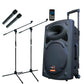 E-lektron Kvocal 12 Portable Bluetooth Speaker with 2 Wireless Microphones and Mic Stands - portable Bluetooth speaker...