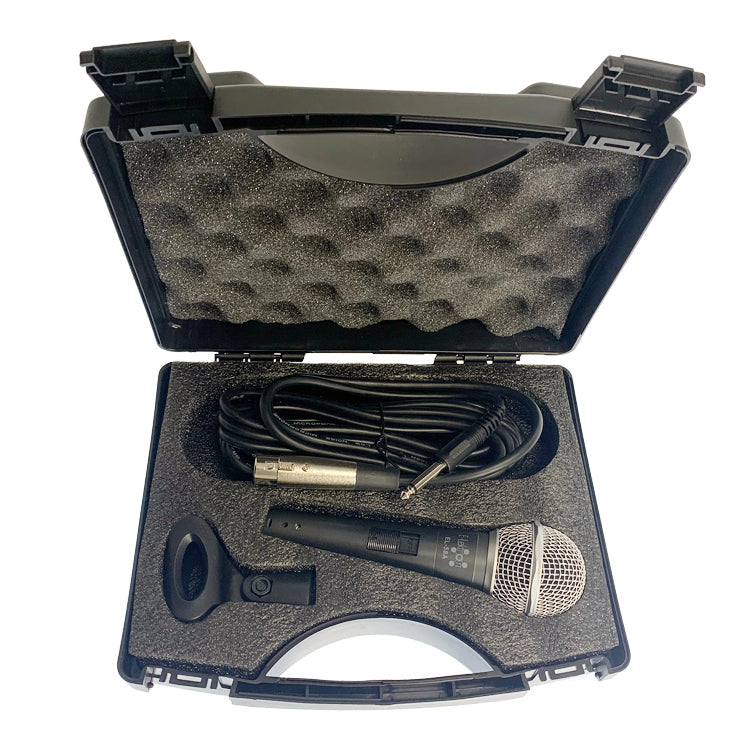 E-Lektron EL-58A microphone, cable and holder packed inside the foam-lined carry case