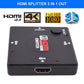 HDMI Switch 3 in Port 1 out port HDMI Switcher Supports Full HD 1080p 3D support 4k - rear panel and connections