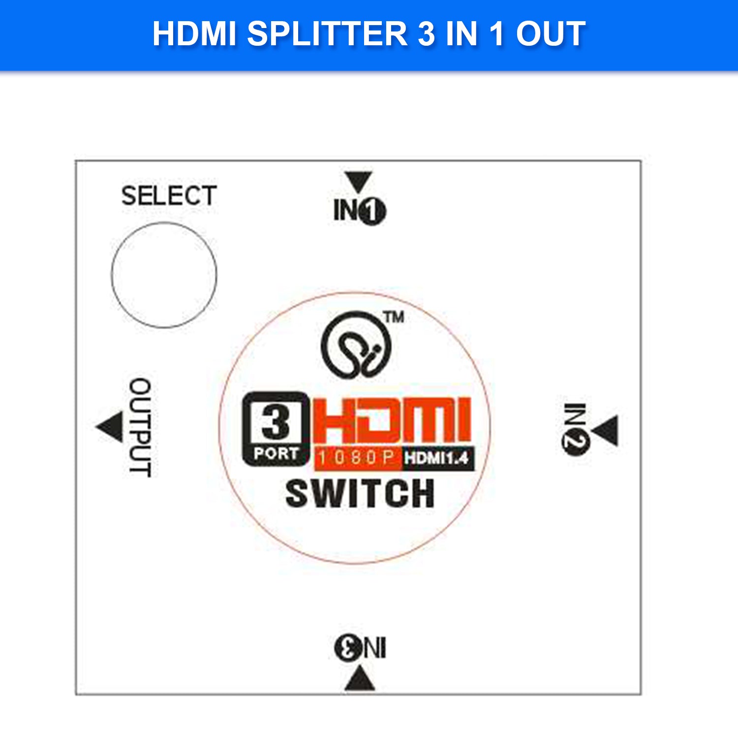 HDMI Switch 3 in Port 1 out port HDMI Switcher Supports Full HD 1080p 3D support 4k - close-up detail