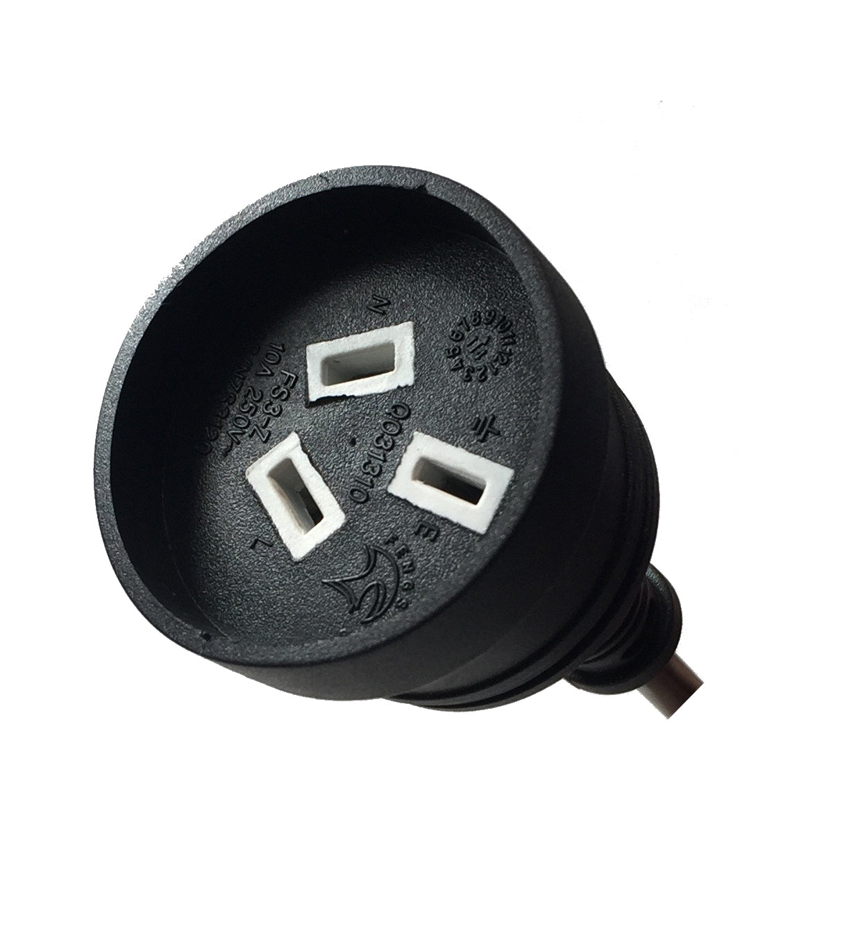 DL 20 Meters Black Piggyback Power Extension 240V 10A SAA - close-up detail