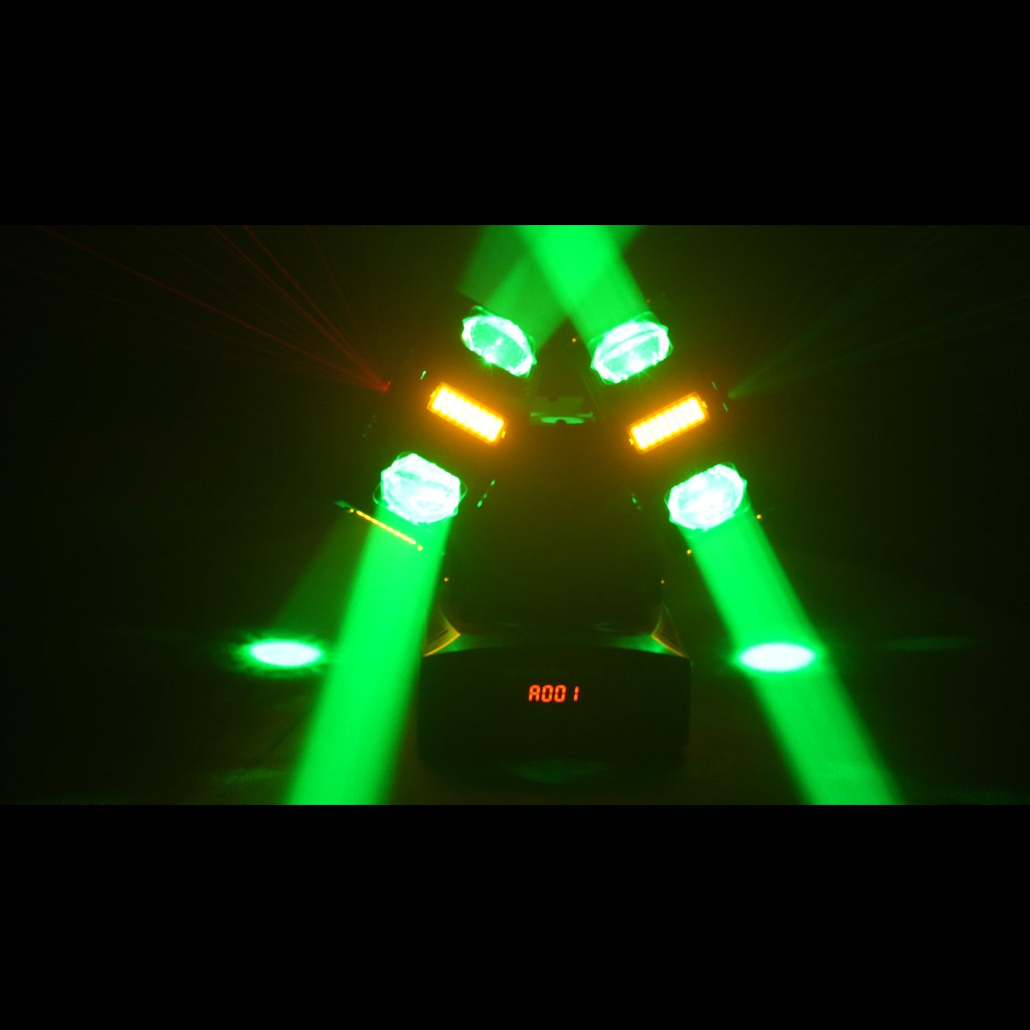 Janus dual-head moving light green beam effect