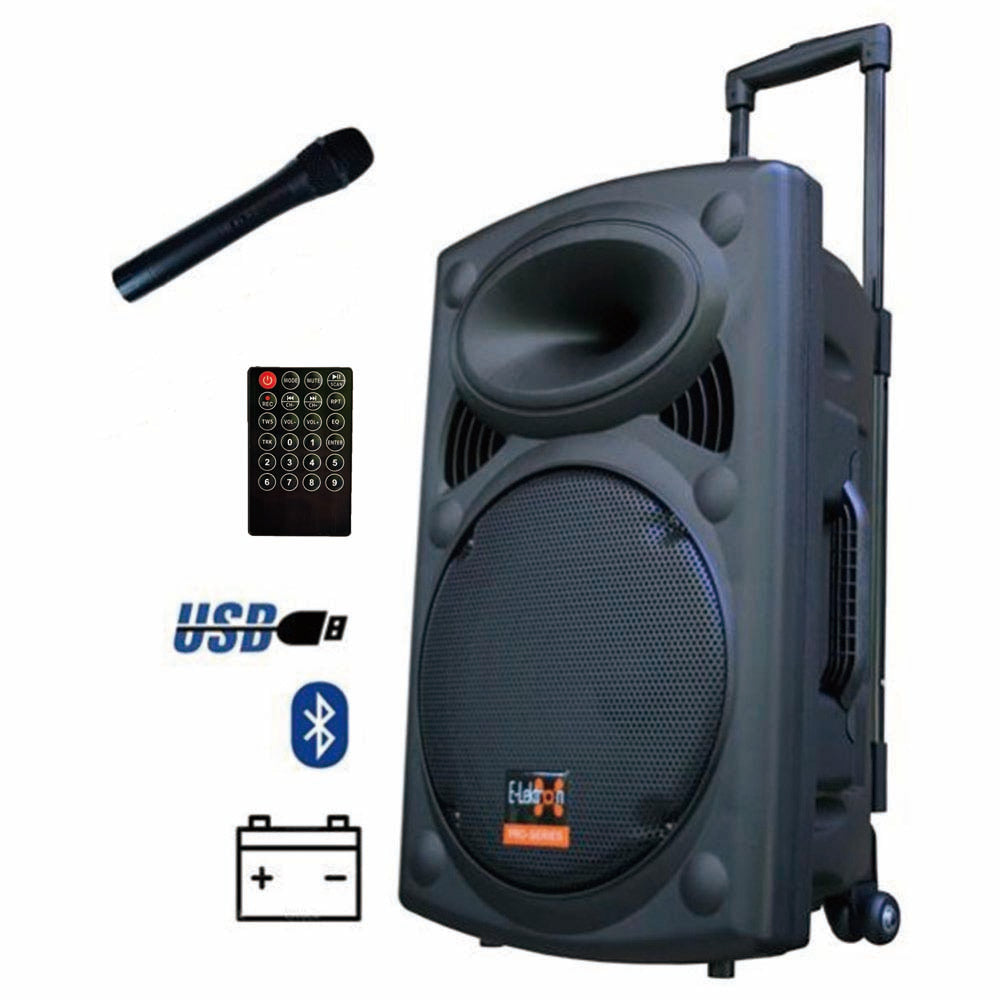 E-lektron EL25-M2B 10" Inch Compact Portable Bluetooth PA Speaker with Wireless Headset - rear panel and connections