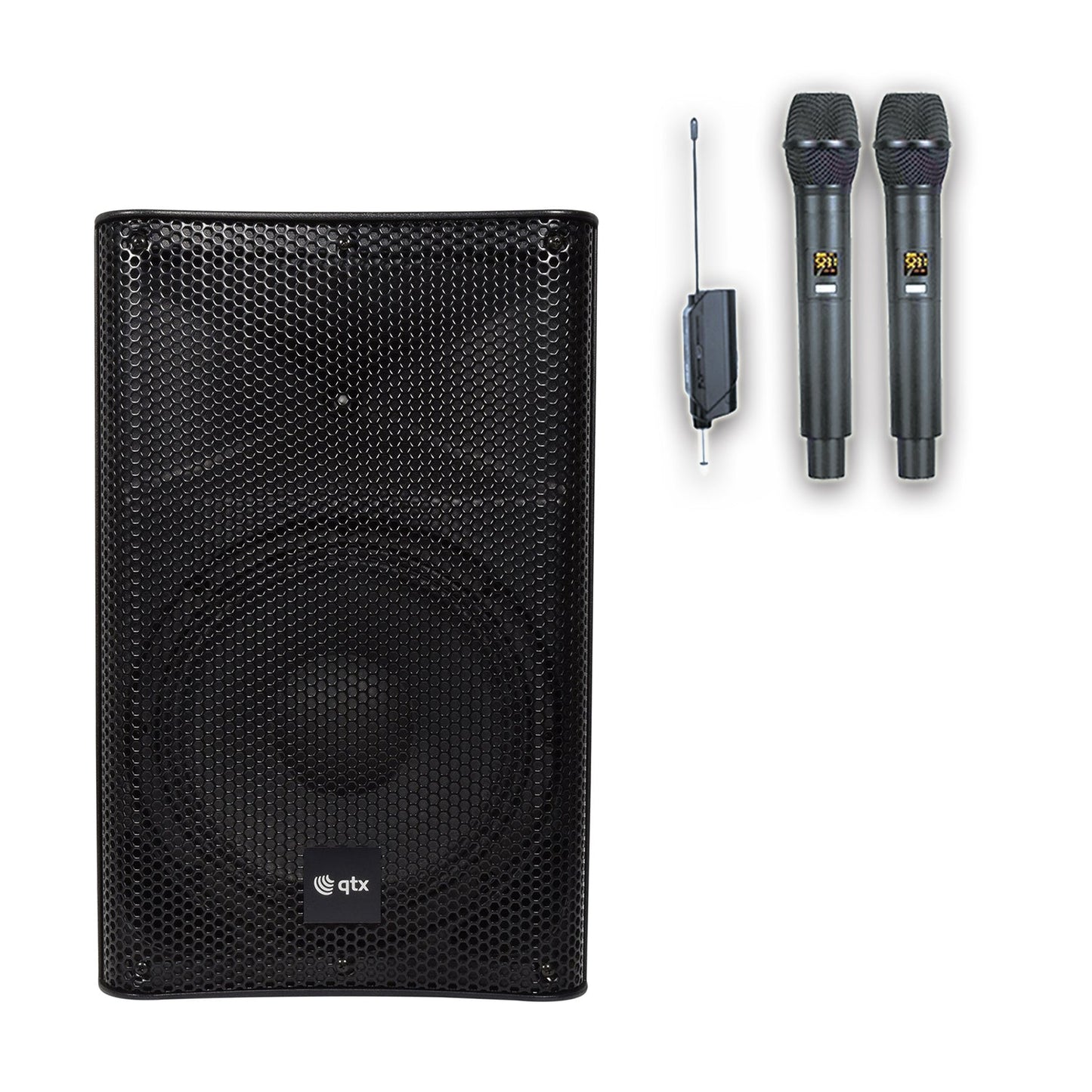 QTX Quest QKS15 Bluetooth PA Speaker with 2 UHF Mics - PA speaker system available at ACLINKER Australia