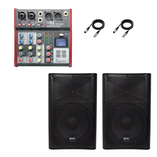 QTX Quest 12QMS 1440W PA Speaker Pair | Bluetooth Mixer & XLR - PA speaker system available at ACLINKER Australia