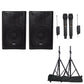 QTX Quest-QUS15 2X15" inch 1760W Karaoke Set with Bluetooth TWS & 2 UHF Mics - PA speaker system available at ACLINKER...