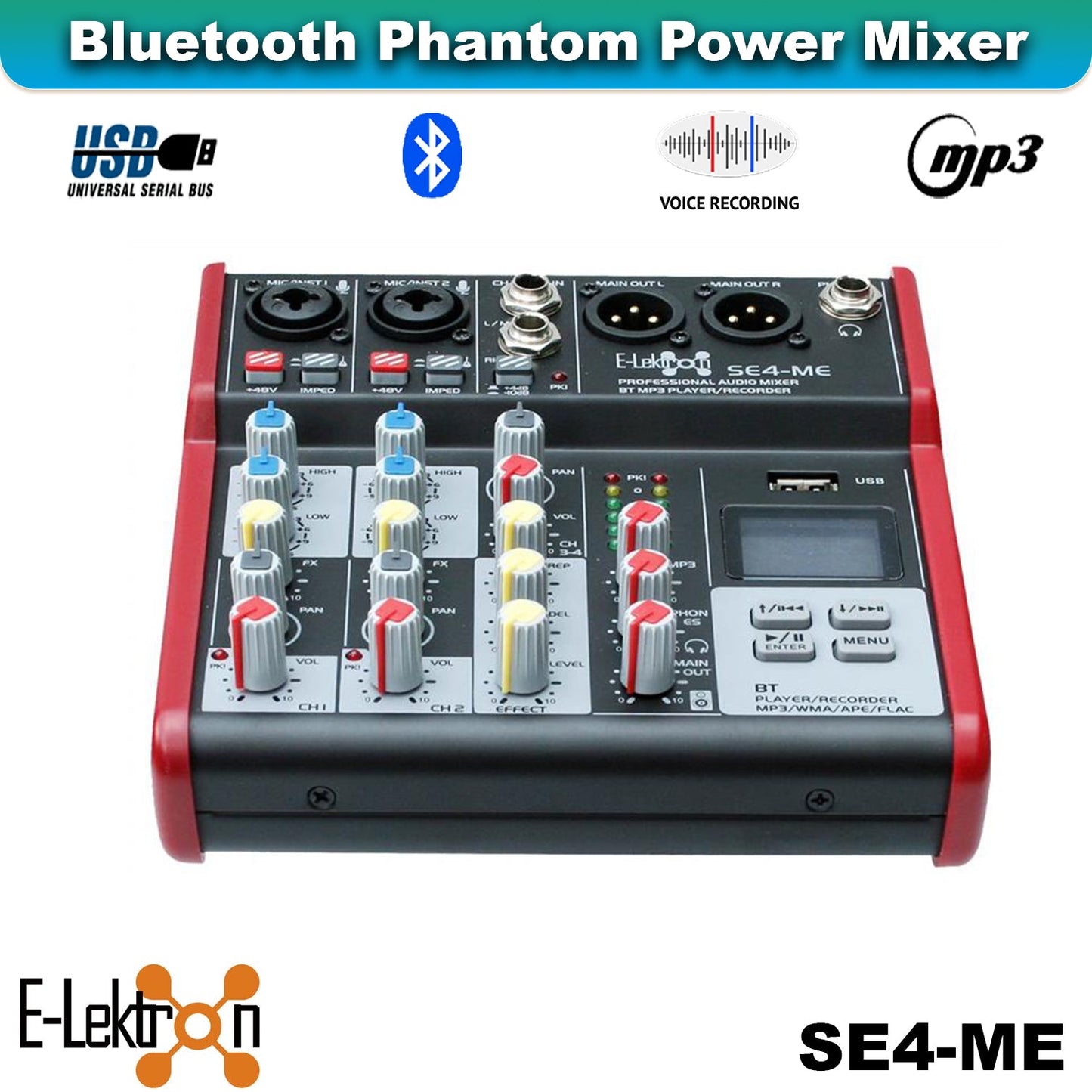 E-Lektron Compact Studio Bundle: SE-4 USB Audio Mixer & RM2 Condenser Microphone - close-up detail