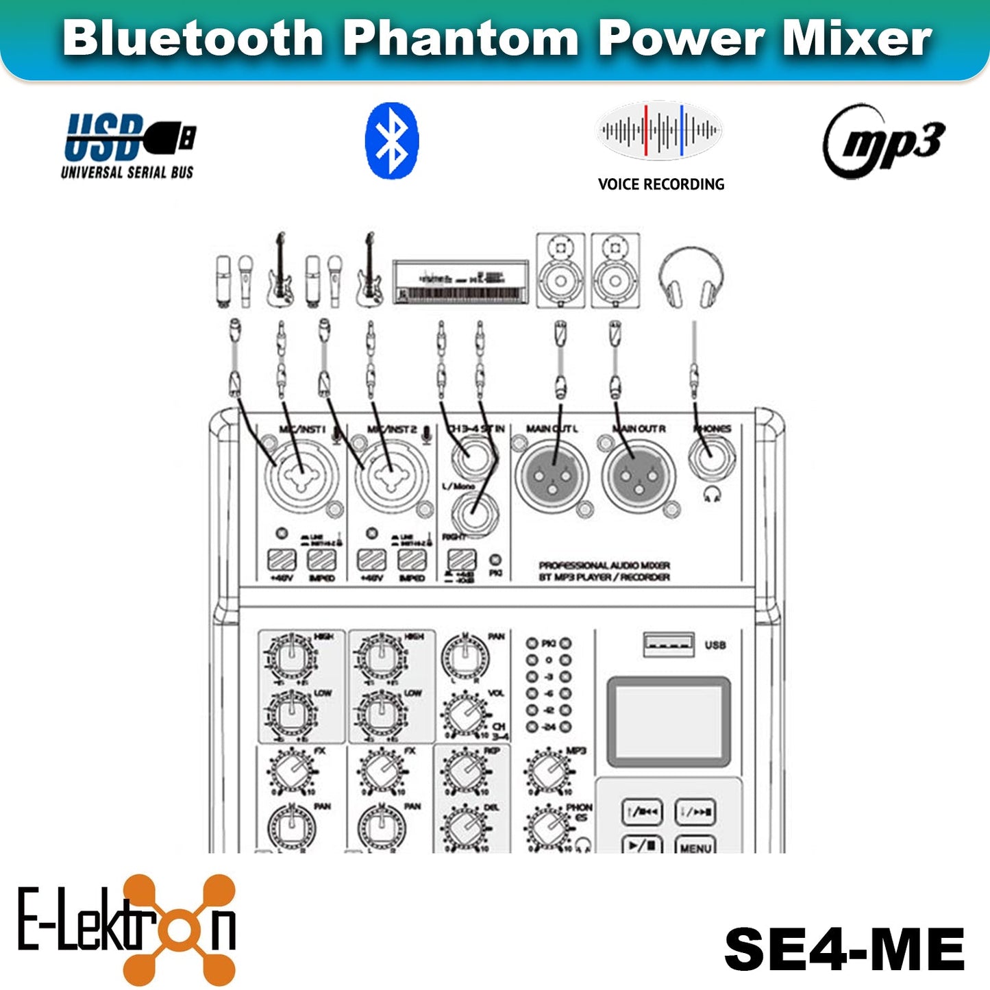 E-Lektron Compact Studio Bundle: SE-4 USB Audio Mixer & RM2 Condenser Microphone - additional view 8