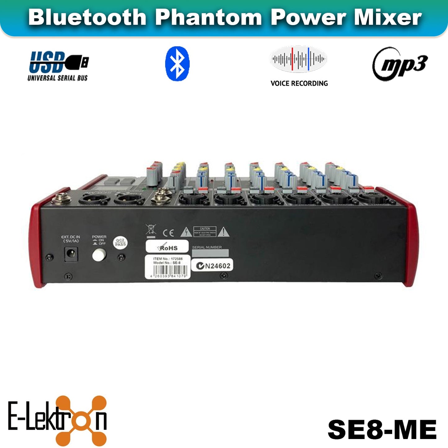 E-Lektron Podcast Studio Bundle: SE-8 USB Audio Mixer & RM2 Condenser Microphone - complete package contents