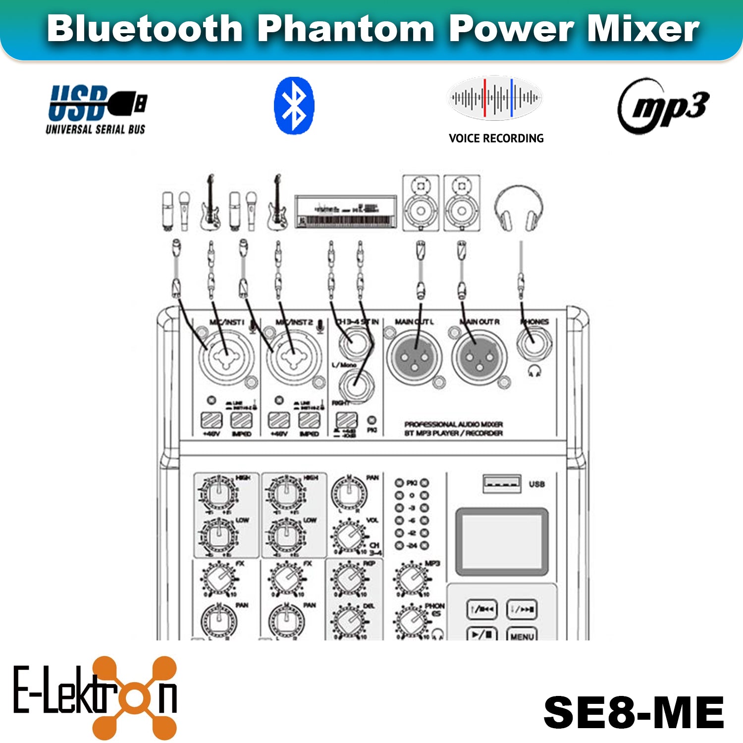 E-Lektron Podcast Studio Bundle: SE-8 USB Audio Mixer & RM2 Condenser Microphone - additional view 8
