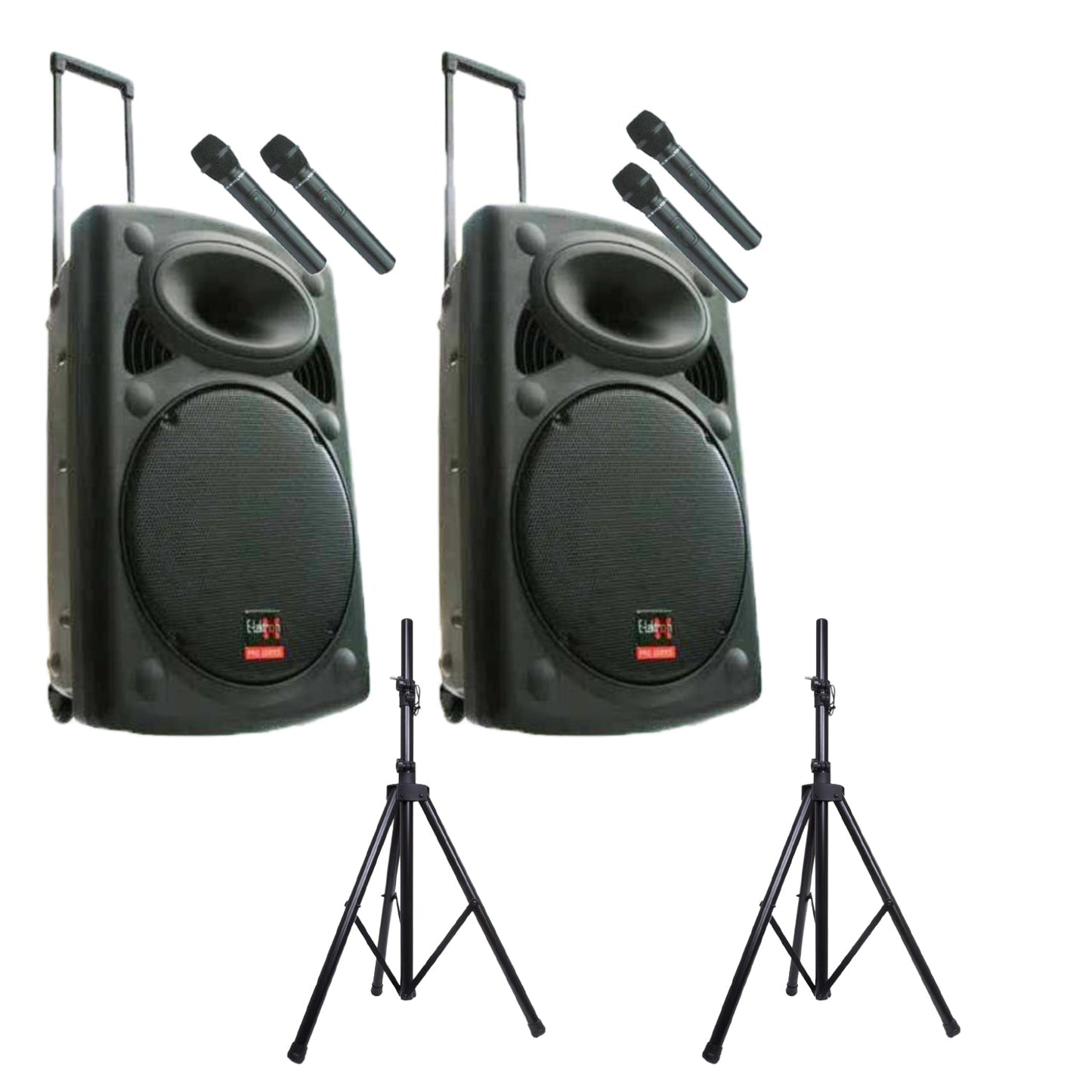 E-lektron EL30-M 1400W Bluetooth TWS Portable PA Speaker Pair with Stands (12") - rear panel and connections