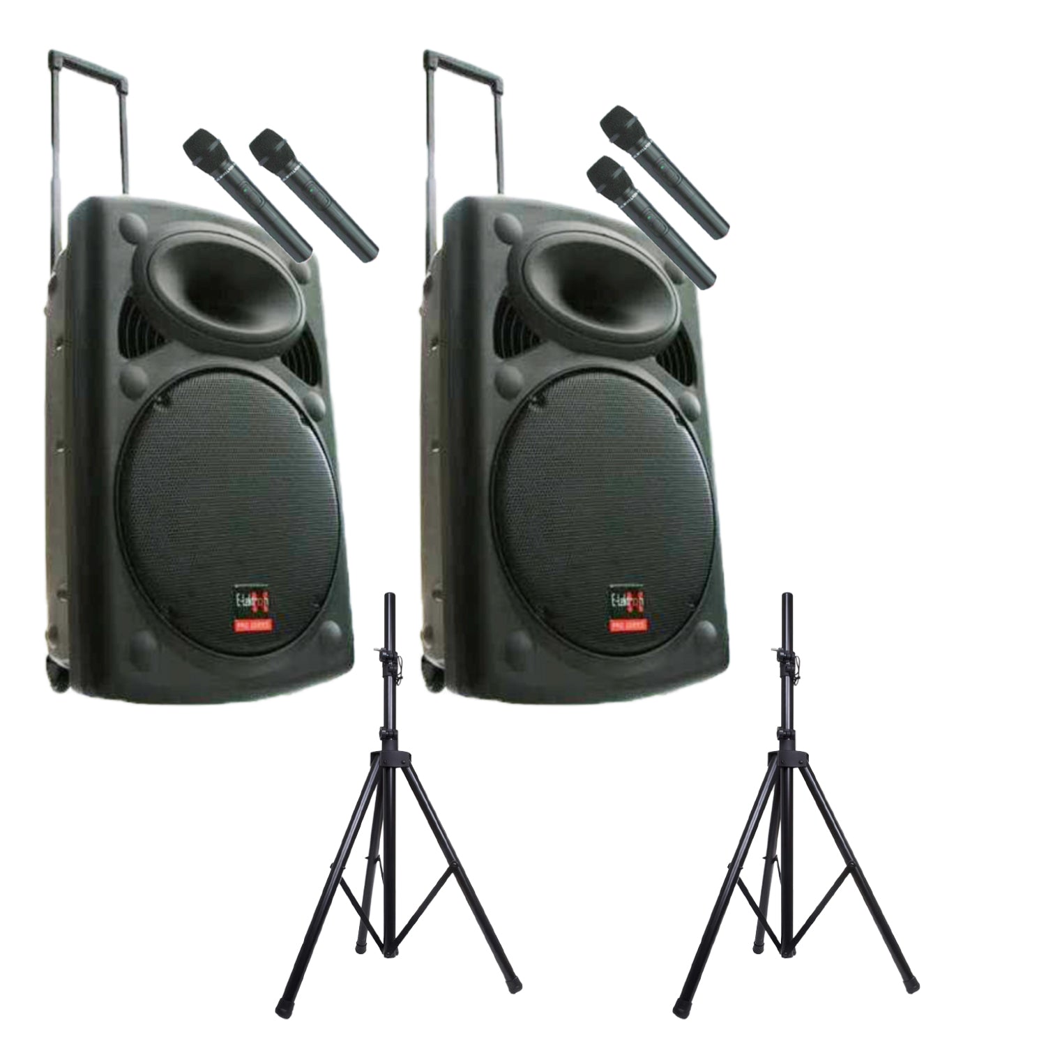 E-lektron EL30-M 1400W Bluetooth TWS Portable PA Speaker Pair with Stands (12") - rear panel and connections