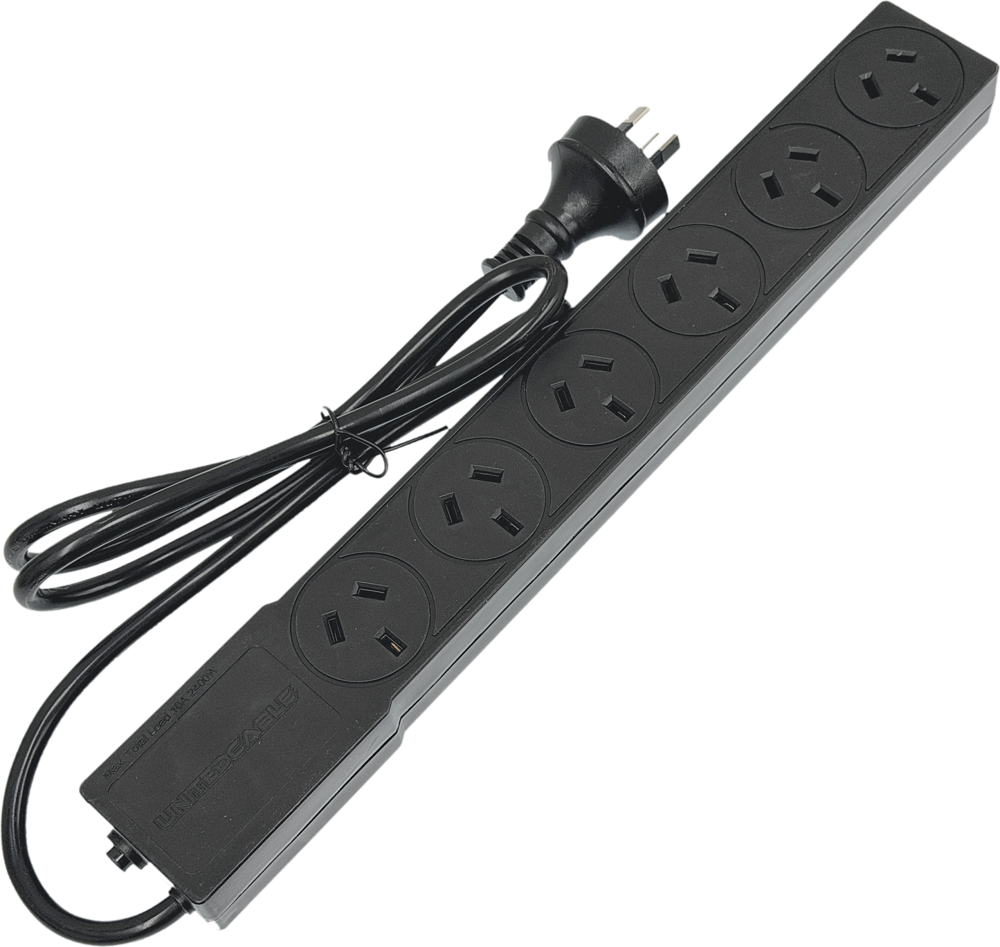 DL Black 6 outlet Power board overload protection 10A 240V SAA