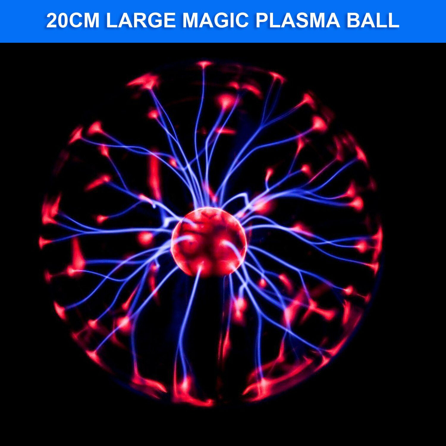 8 inch Nebula Plasma Ball Lamp — Sound Sensitive Novelty Night Light - close-up detail