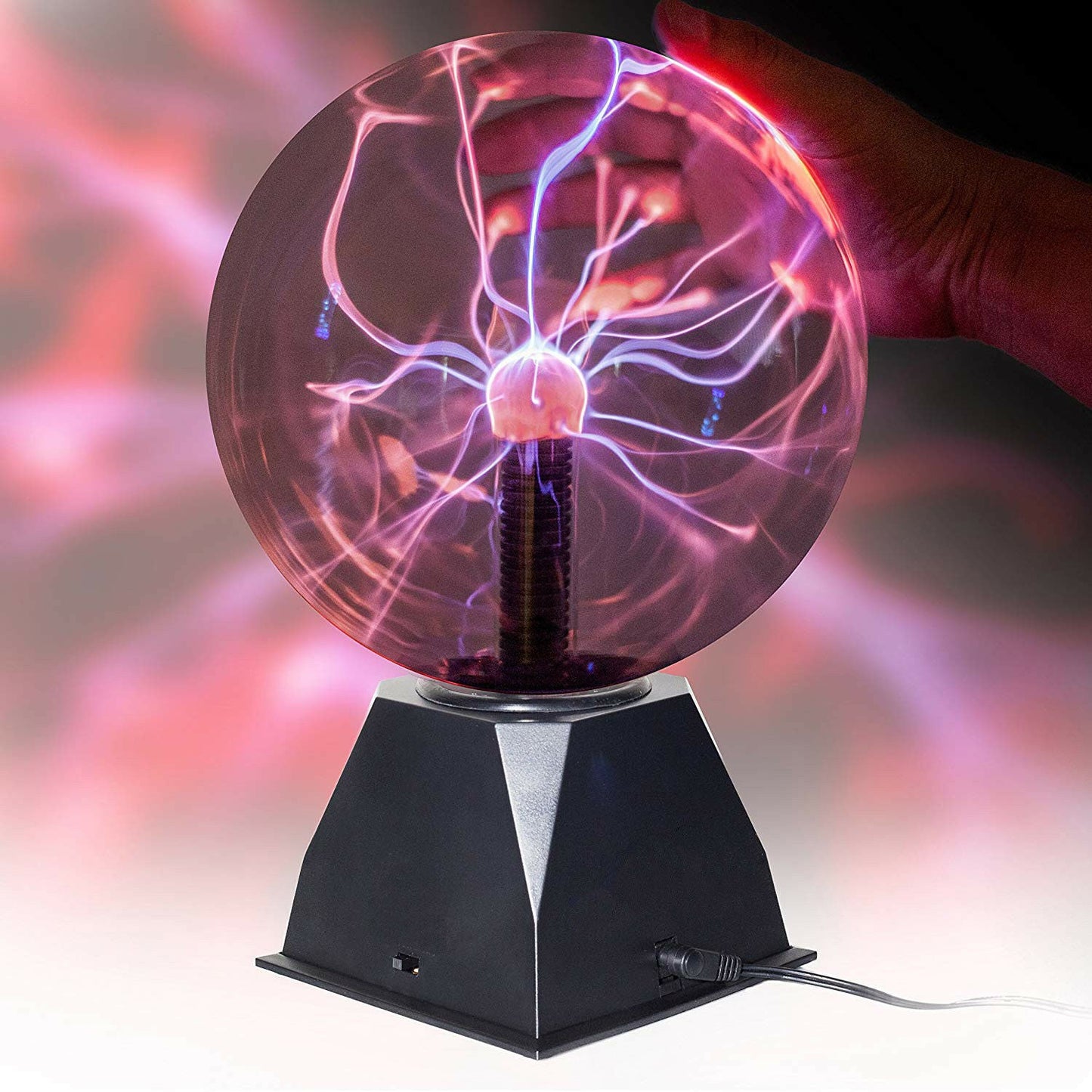 8 inch Nebula Plasma Ball Lamp — Sound Sensitive Novelty Night Light - side angle view